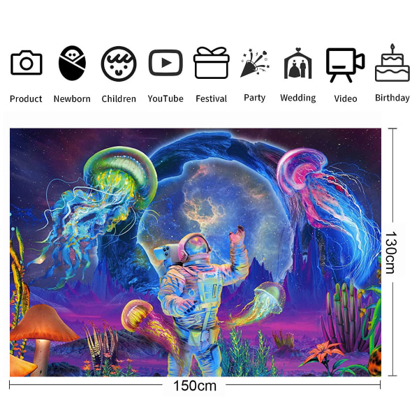 Tapestry UV-reaktion växtmanet tapestry neon galax rymden