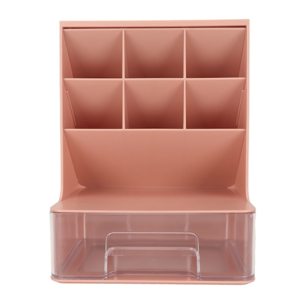 Skrå Pen Organizer til Studerende med Skuffe Stor Kapacitet Afrundede Hjørner Skrivebords Stationary Organizer til Skole Pink