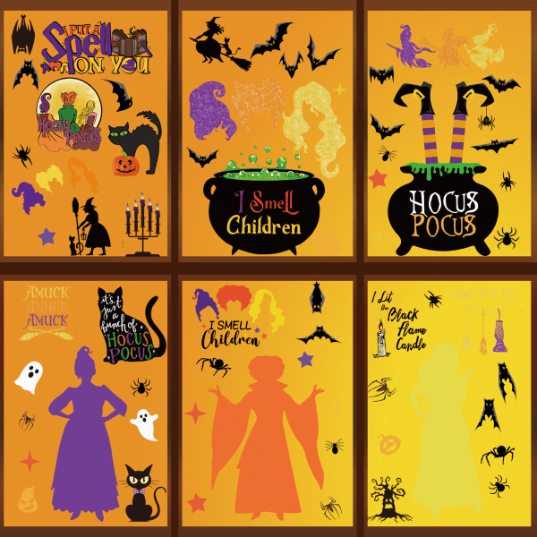 Halloween-ikkuna-tarrat, kaksisivuiset irrotettavat ikkunatarrat