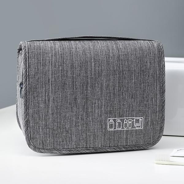 Grå, foldbar stor makeup taske til mænd og kvinder, multifu