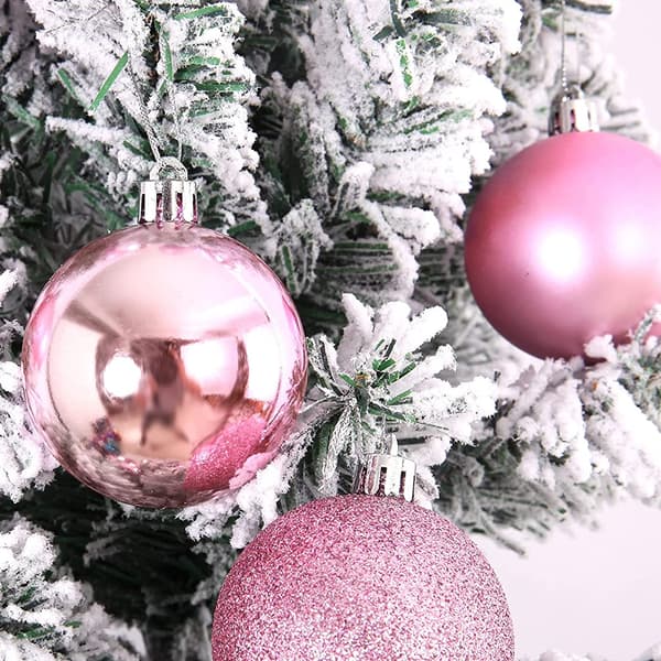 24 stk. 4 cm knusesikre julekulepynt til juletre bryllup bursdagsfest dekor Pink 4CM