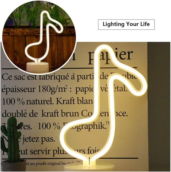 Musikknotesform LED Neon Dekorativt Nattlys Sokkel Glødende