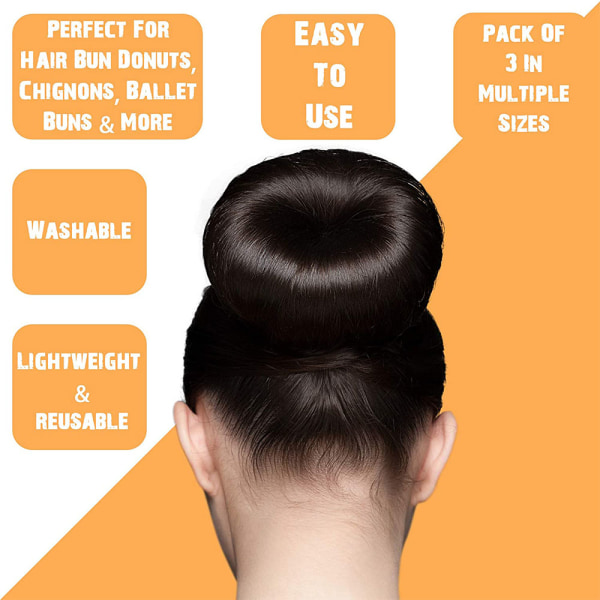Hårbulletillverkare för barn, 3 st Chignon Hair Donut Sock Bun Form f