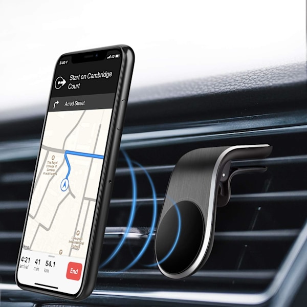L-formad klämma Universal biltelefonhållare, Stark magnet med elegant professionell design, 360 graders rotation enkel installation låser fast för säkerhet