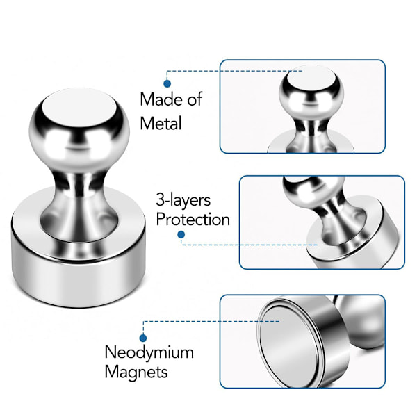 24x-72x Neodym Magneter Pinnvegg Magnet for Tavle Keglemagneter super sterke