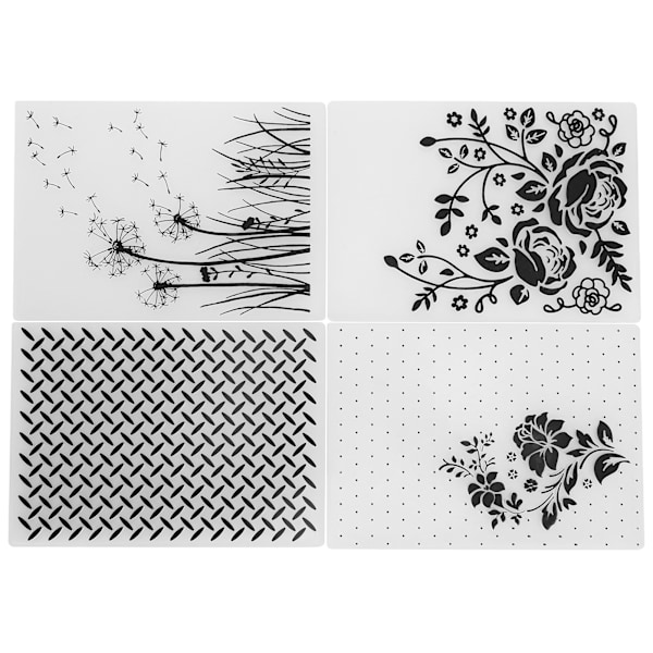 4 stk. Plastik Prægningsplader DIY Kortfremstilling Scrapbooking Præget Skabelon Papirhåndværk