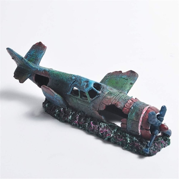 Harpiks Akvarium Militær Tordenbolt Jagerfly Vrak Akvarium Fiske Tank Ornament Dekorasjon
