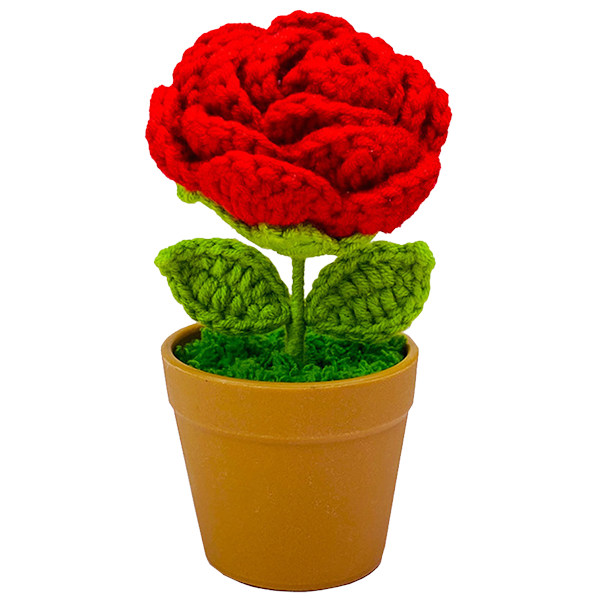 Rød Rose Potteplante Kunstig Potteplante Faux Planter til Bord Skrivebord Hjem Kunstig Potteplante Faux Planter