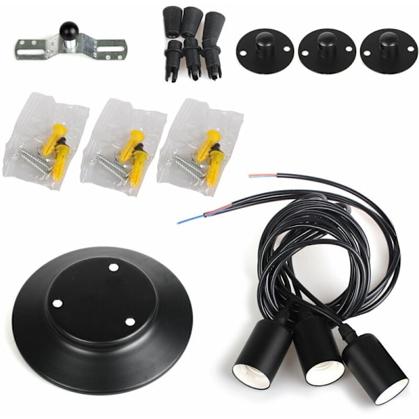 Krom Pendellampa LED, Industriell Chic Stil, Lämplig För Inom- och Utomhusbruk, Justerbar Höjd, Noir