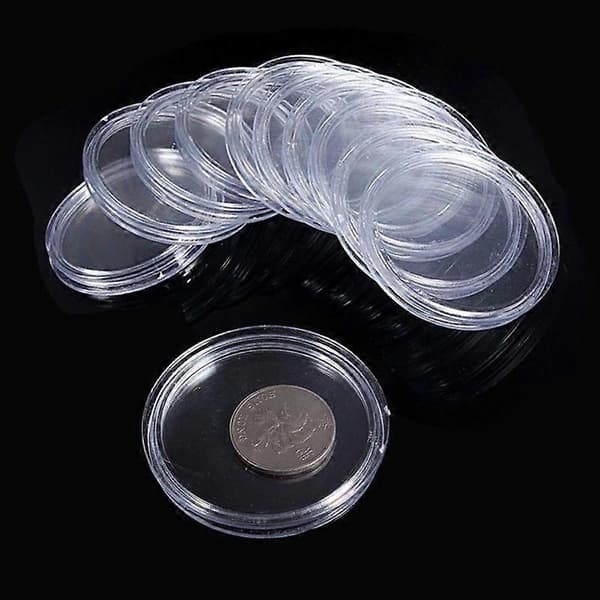 100 stk/boks 30 mm rund myntoppbevaringsholder Plastutstillingsveske Samleobjekter Gave