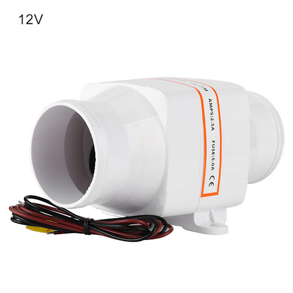 3-tums in-line marin luftblåsare ljudlös stark ventilationsfläkt för yacht båt husbil (12V)