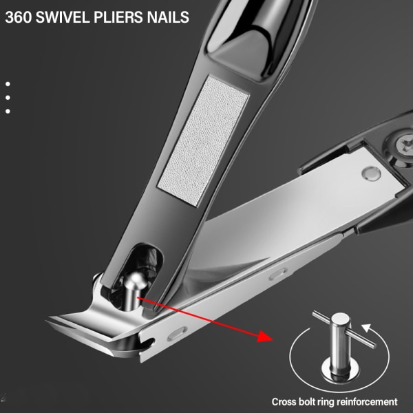 Nagelklippare i rostfritt stål, nagelklippare med fångare, skarp och hållbar nagelklippningssats för män och kvinnor