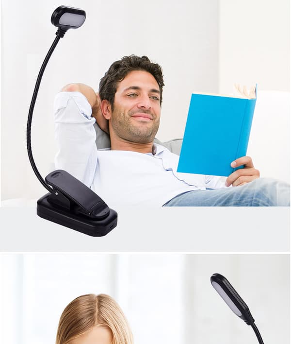 Leselys, LED Leselys Oppladbart Klipslampe, Boklampe