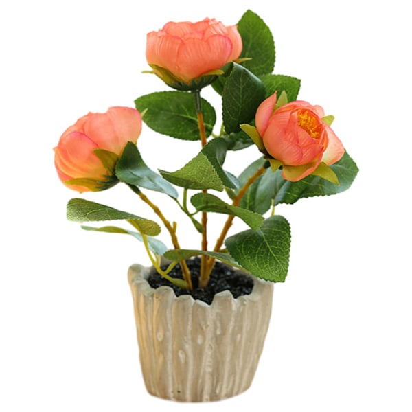 Konstgjord blomma trehövdad liten te ros bonsai växt