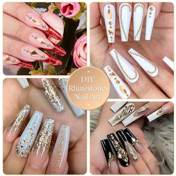 Nagelkonst Rhinestones Nagelkristaller, Multi Shapes Flatback Nageldiamant Ädelstenar