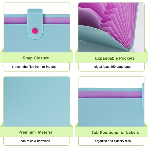 Plastficka expanderbar mapp, vikbar vikning, skola kontor,