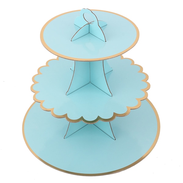 Elegant 3-vånings Cupcake-ställ, Återanvändbart konditoriställ för födelsedagsbröllop, Dekorativt dessertställ i kartong med klassiskt blommönster