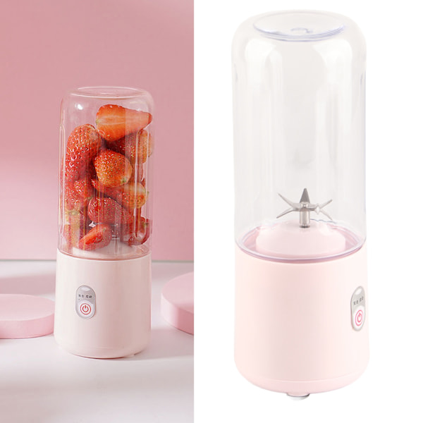 Juicer Machine Portable 500ml Mini Pink Juice Extractor 6 Leaf Blades USB Charging Juice Maker for Fruits Vegetables