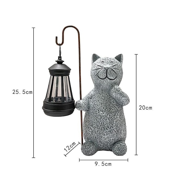 Djurstaty Katt Dekoration Utomhus Trädgårdsstaty med Sollampa - Vardagsrum Kattunge Dekoration Present till Kvinna Man Mamma Födelsedag Dekor Vattentät