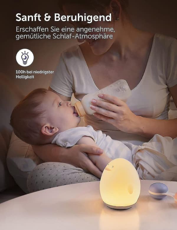 RGB silikone pingvin natlampe til børn, USB-genopladelig, touch-styring, dæmpbar med timer, (hvid)