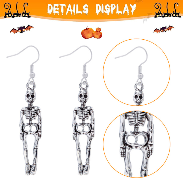 Halloween-örhängen Spöklikt spöke Fladdermus Spindel Skalle