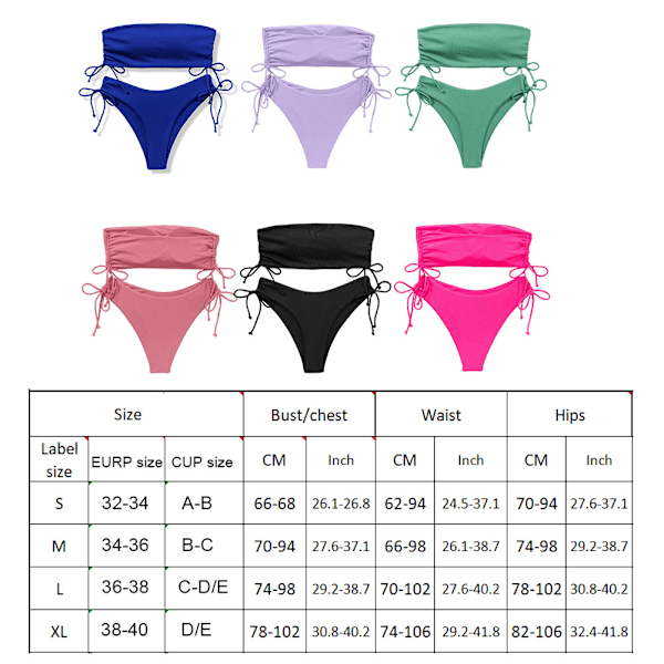 Svart M Dam Halter String Bikini Set Sexig Trosa Cheeky Tvådelad Baddräkt Solid Färg Badkläder