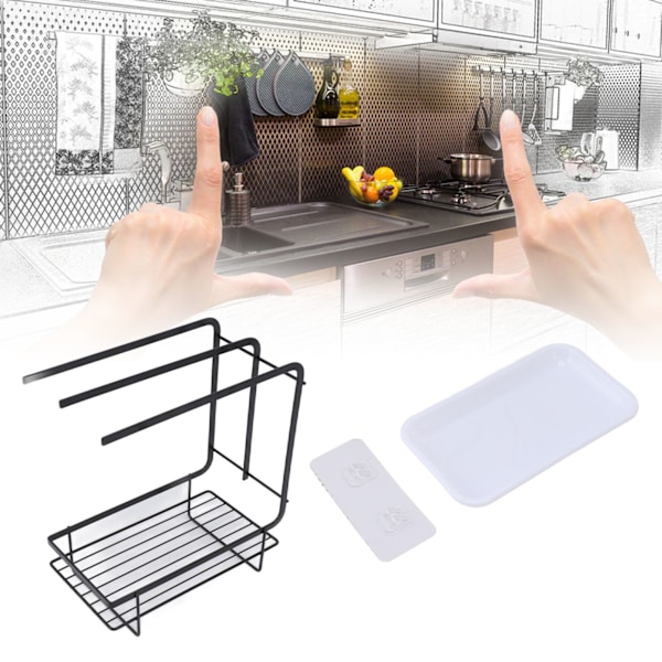 Elegant Diskställ med Hylla, Ihålig Botten För Snabb Dränering, Multifunktionell Användning För Torkning av Handdukar Svampar Borstar, Rostfritt och Hållbart