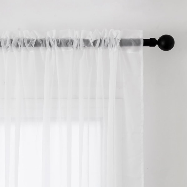 Voile Gardin Transparent Gardin i Ensfarvet Stangedesign