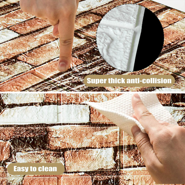 10 stk Veggpaneler Skrell og Lim Skum 3D Murveggpapir Skrell