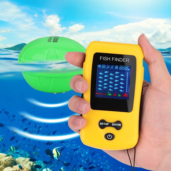 Portabel Trådlös Vattentät Elektrisk Fisksonar Sensor Avstånd Djup Fiske Finder Tillbehör
