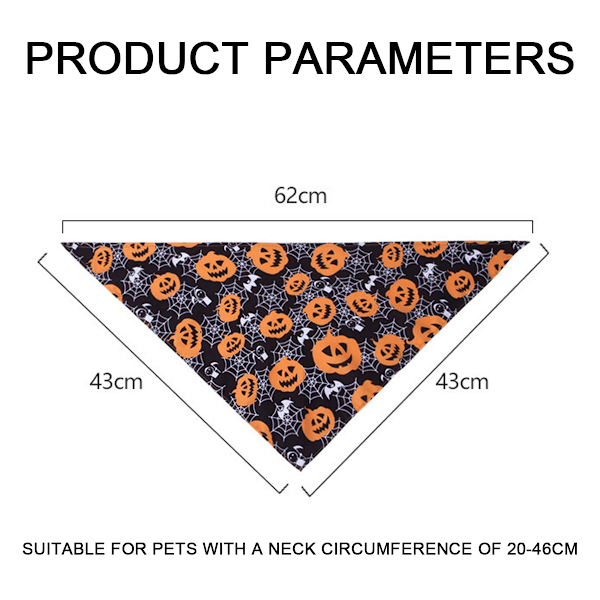 Halloween Hunde-Bandanas 2-pak, Græskar og Spindelvæv-Slips, Omvendbar Trekant-Hundeskærf