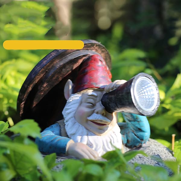 Hag Gnome Statue med Solcellebelysning, Resin Figur, Vanntett