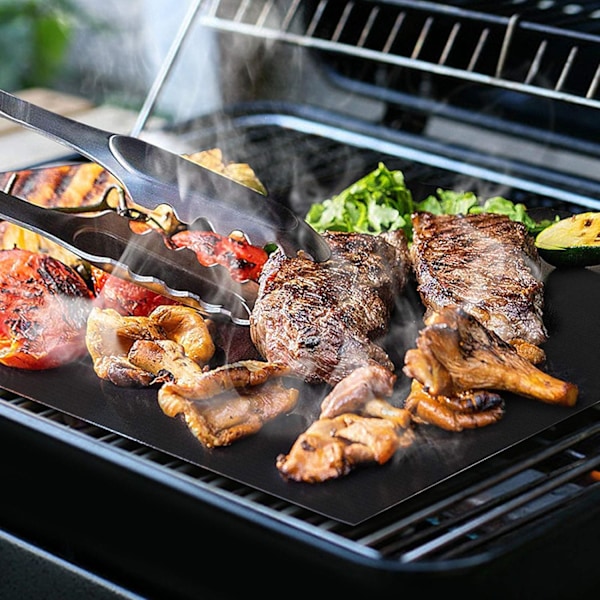 Non-stick Grillmattor för Utomhuskockar, Lättrengjorda Kraftiga Mattor Behåller Grillränder, Återanvändbar Grillmatta för Gas, Kol, El