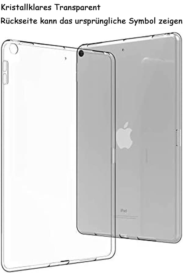 Fodral för iPad 10.2\" (iPad 9:e generationen 2021/iPad 8:e generationen 2020/iPad 7:e generationen 2019), transparent silikonfodral TPU baksida skyddsfodral