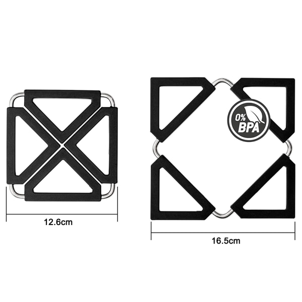 3 stk. Silikon & Rustfrit Stål Udvidbare Grydeunderlag, Varme