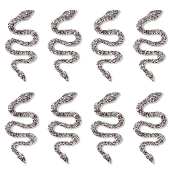 3D Snake Nail Art Charm Metal Snake Wave Nail Art Strassfärg Nail Art Smycken Tillbehör DIY Craft Nail Art Dekoration Silver