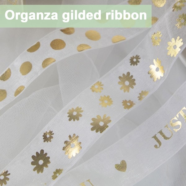 Organza guld Valentinsdag bånd Tanabata blomsteremballage