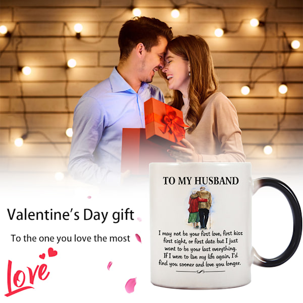 TIL MIN MANN Varmesensitiv Kanne Mugg Temperaturfargeendrende Mugg Kaffe Kanne Valentinsdag Gave til Elsker Mann