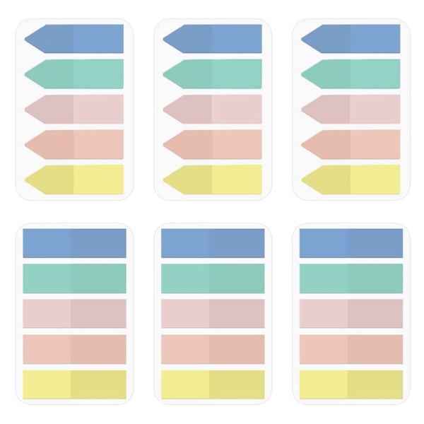 Färgglada klibbiga pilflaggor Sidmarkörer Indexflikar, självhäftande flyttbara indexeringsflaggor, 600 ark
