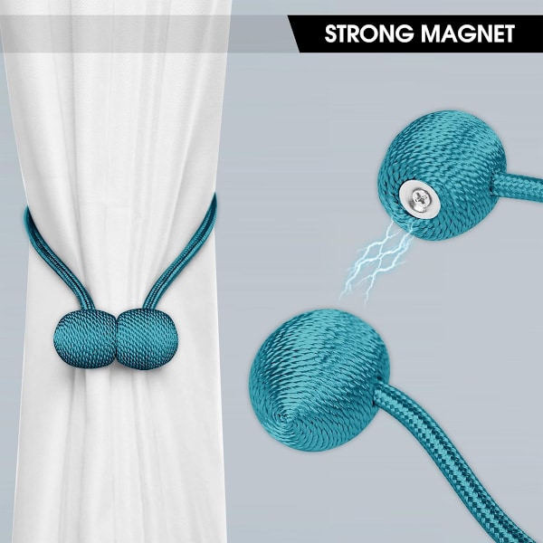 2 Pak Magnetiske Gardinbindere, med Krogkugle til Gardinbindinger, Tovspænder