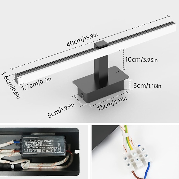 Modern Badrumsbelysning, Dimbar LED Med Integrerad LED-källa Och Smidig Dimning För En Personlig Upplevelse, Storlek: 40Cm, Hållbar