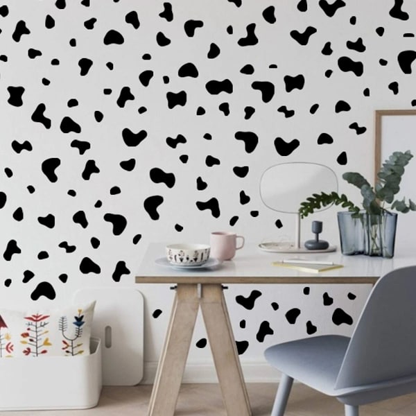 Store Veggdekor med Ku-Trykk, Svart, Stor, Skrell og Lim, Moderne Ku