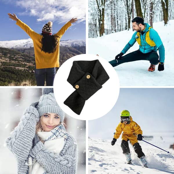 Høst Vinter Unisex Skjerf Kort All Neck Varm Tykke Skjerf Mann Kvinner Black