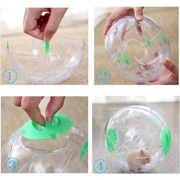 Hamsterboll, träningsboll i plast, gerbil leksak, hamster träningsboll för små djur, transparent husdjursreseboll är mycket lämplig för gerbiler