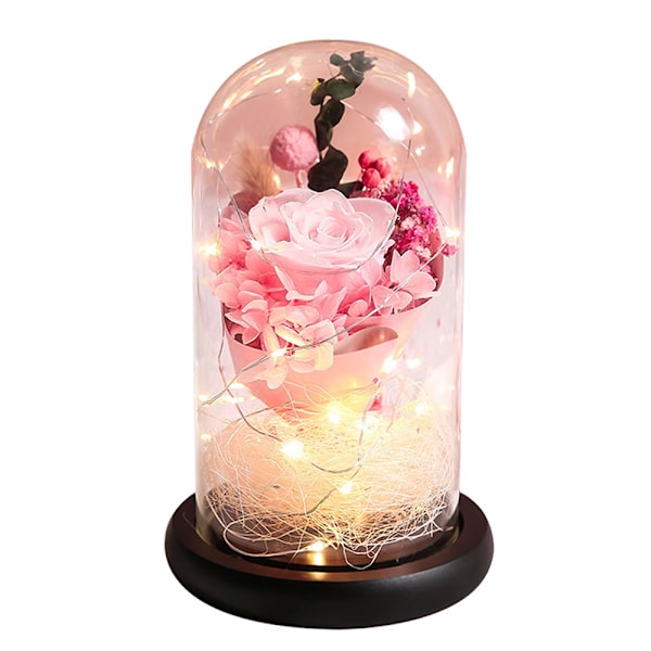 Kreativa blomsterglasprydnader led lysande rosbukett