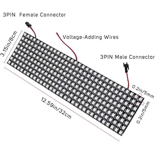 LED Phantom Pixel Skärm WS2812, DC5V, 32 * 8cm Programmerbar RGB
