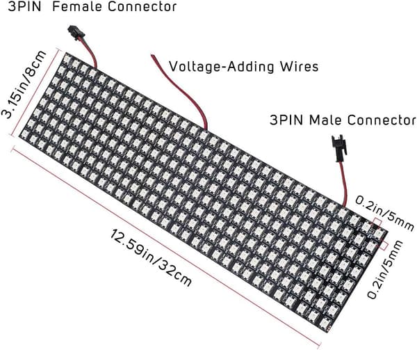 LED Phantom Pixel Skjerm WS2812, DC5V, 32 * 8cm Programmerbar RGB