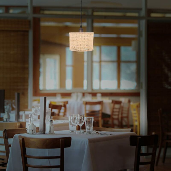 Liten Transparent Fattigmann Lampe i Flettet Rotting - Dekorativ Lampe for Bord, Lysarmatur, Vegg, Tak og Lampe
