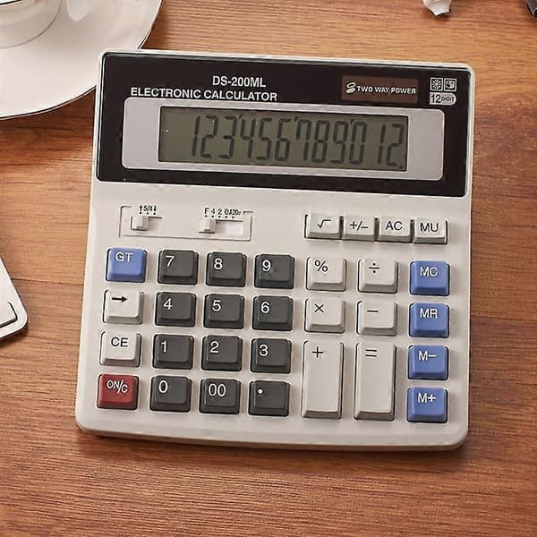 12-siffrig solcellsdriven skolstudentkontorsskrivbordsräknare