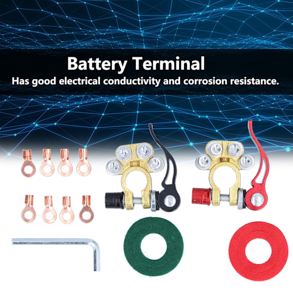 13 stk. Batteripol Hurtigudløsning 4-vejs Positiv Negativ Stikklemme Sæt Kit